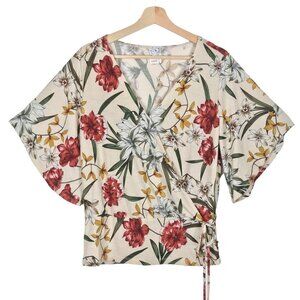 Naïf Floral Faux Wrap Top Size Medium